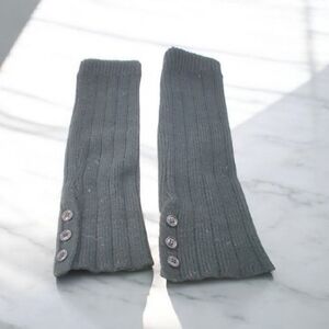 Black Ribbed Arm Warmers with Button Detail Steve Madden